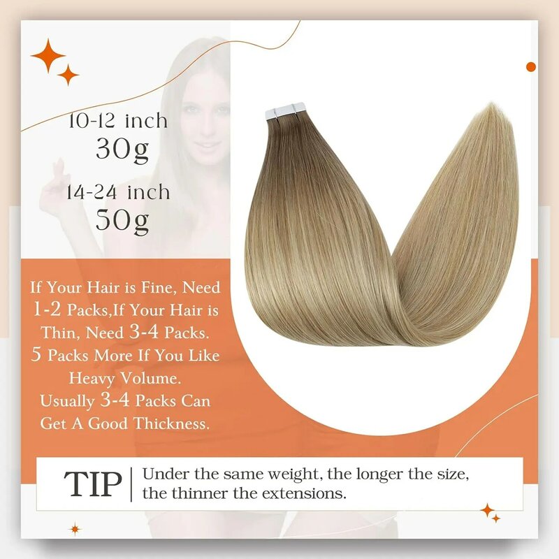 Full Shine Omber Tape In Natuurlijke Hair Extensions Menselijk Haar Blonde Kleur 100% Remy Menselijk Haar Naadloze Huid Inslaglijm Op Haar