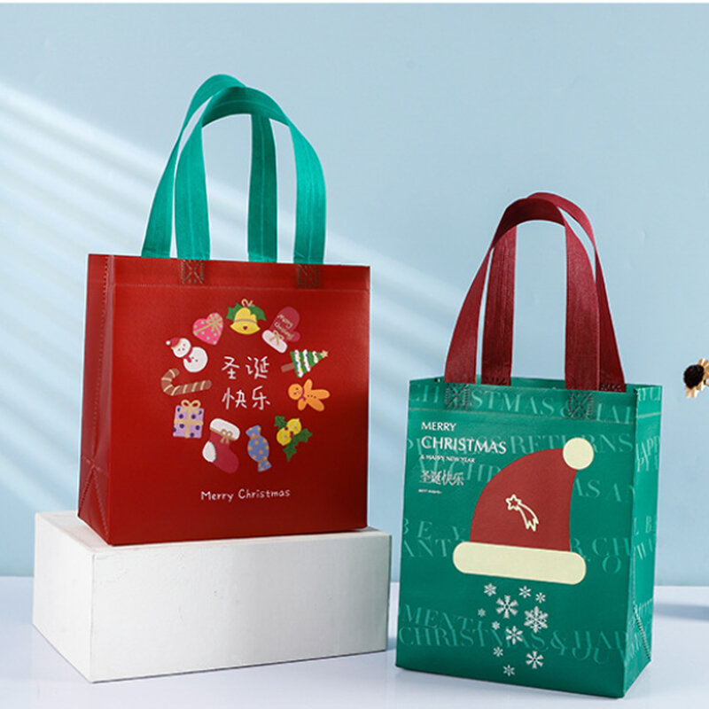 1PC Christmas Gift Bags Plastic Candy Cookie Biscuits Snack Packaging Bags Xmas Party Decoration Folding Storage Bag