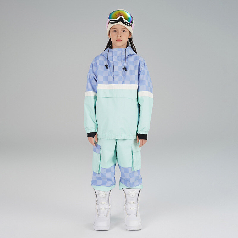 SEARIPE komplet garniturów narciarska dziecięca odzież termiczna wiatrówka wodoodporna zimowa ciepła kurtka snowboardowa płaszcze spodnie chłopcy dziewczynki