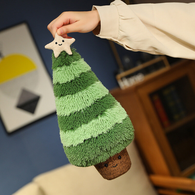만화 크리스마스 트리 봉제 장난감 시뮬레이션 박제 식물, 귀여운 크리스마스 소나무 인형, 어린이 선물, 크리스마스 장식, 30 cm, 60cm, 신제품