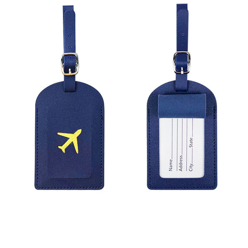 Étiquette de bagage en cuir PU, porte-adresse, identification de valise, sac d'embarquement, nom, accessoires de voyage