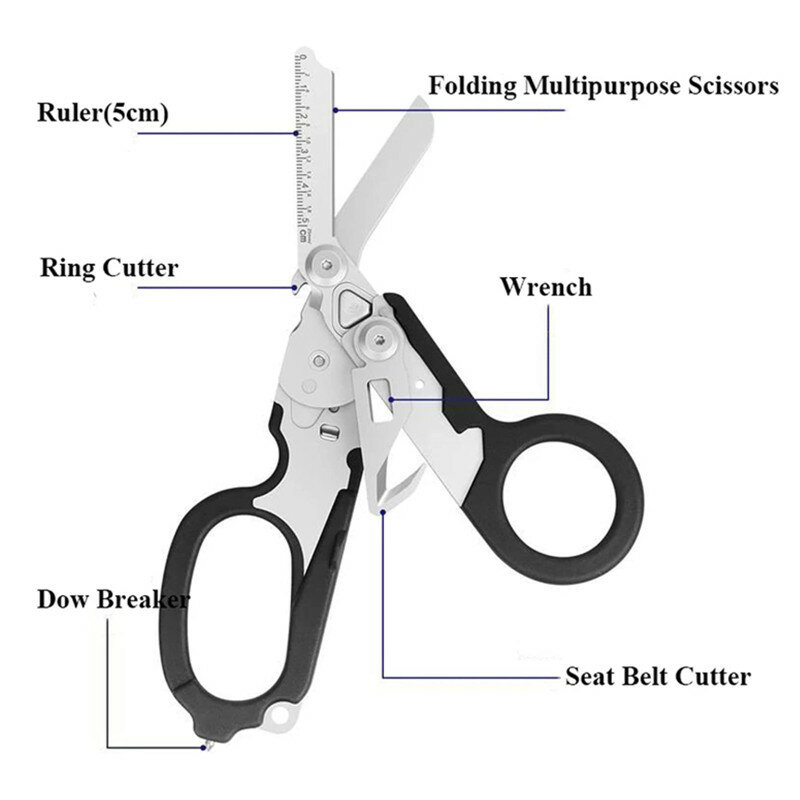 Tactical Multifunction Emergency Raptors Scissor First Aid Expert Folding Scissors Outdoor Survival Tool Combination EDC Gadget