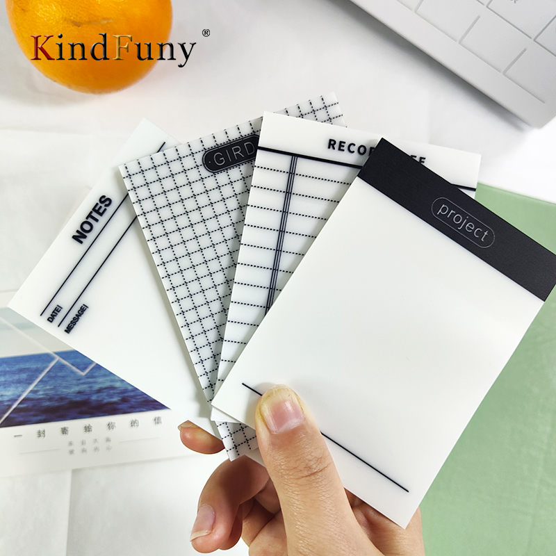KindFuny-Creative Transparente PET Sticky Note Pads, Notepads impermeáveis, Posits para Papelaria Escolar, Material de Escritório, 100 Folhas