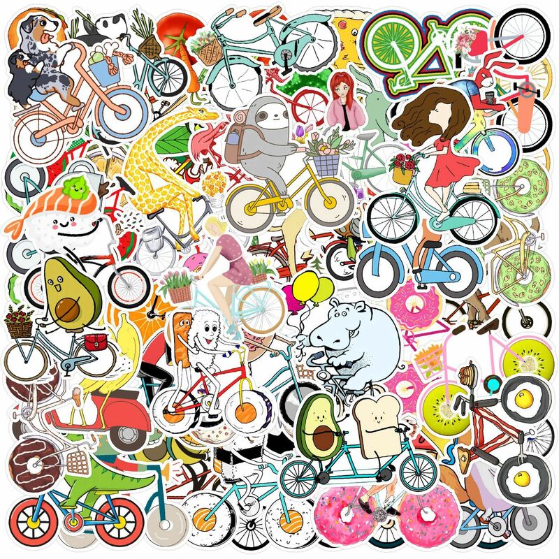 50Pcs Creative Bicycle Series Graffiti Stickers Suitable for Laptop Helmets Desktop Decoration DIY Stickers Toys Wholesale