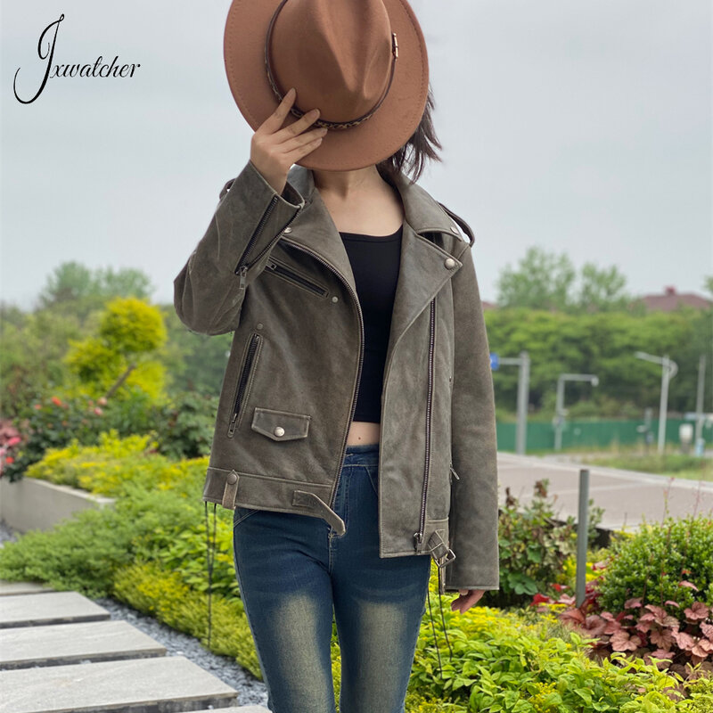 Jxwater-女性のための本革のジャケット,ルーズジャケット,ファッショナブル,新しいコレクション,春,2022