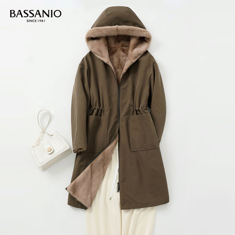 Reversible Mink Fur Jacket Long Women Winter Warm Coat