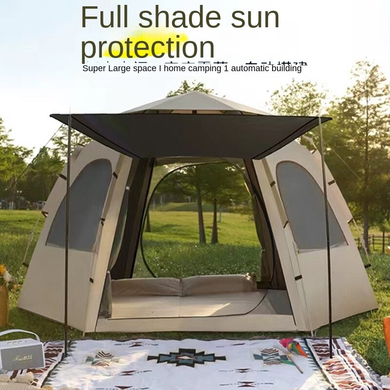 Factory Spot Outdoor Tent Automatic Hexagonal Tent Waterproof Sun Protection Quick Open Portable Park Camping Tent