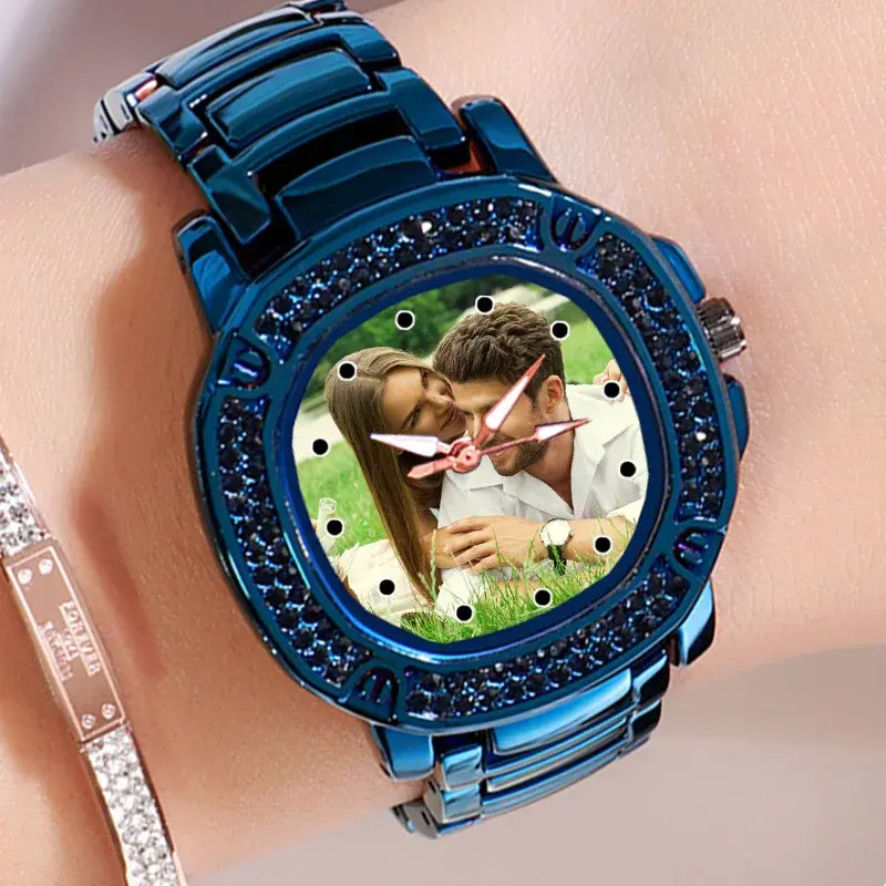 DIY Photo watch women's custom photo wristwatch Gold Color print picture Personalized watch customize clock gift for girl friend