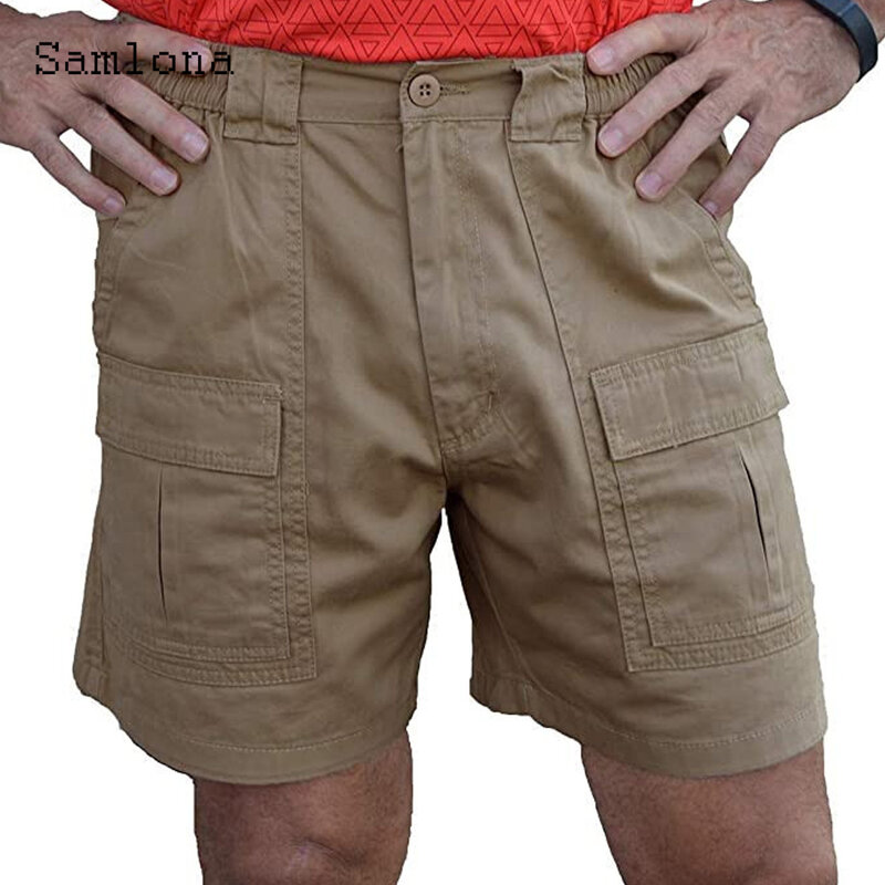 Männer Outdoor Fashion Taschen Shorts 2023 Sommer Strand Shorts Khaki Weiß Männlichen Casual Kordelzug Halb Höschen Sexy Herren Kleidung