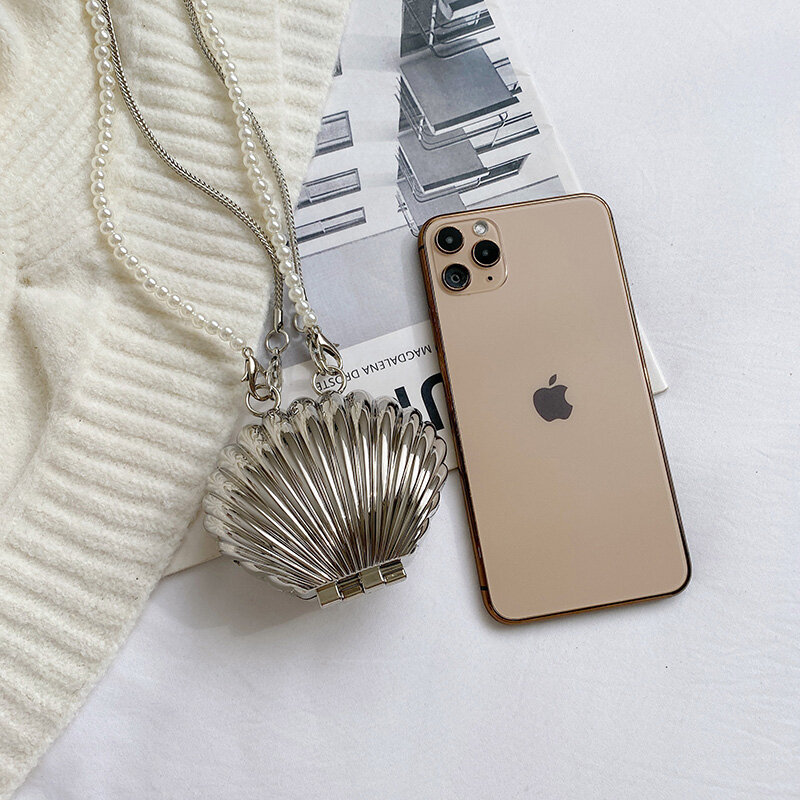 Designer Metal Shell Luxury Mini borsa per rossetto borse a tracolla con catena di perle per borsa a tracolla da donna borsa e borsa 2022 marsupio