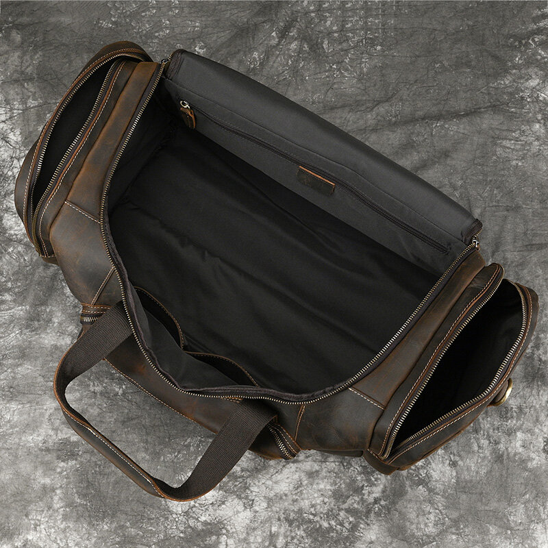 Bolsa de equipaje de cuero de gran capacidad para hombres, bolsa de viaje masculina, bolsas de lona, bolsas de equipaje sobre Bolsos de noche