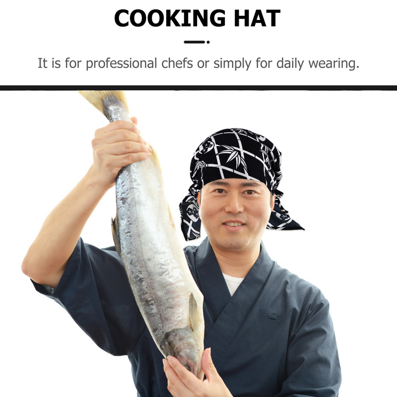 Sweatband Bouffant Hat Skull Cooking Fashion Hat For Men Japanese Chef Skull Cap Kitchen Waiter Waitress Work Headwear Blue