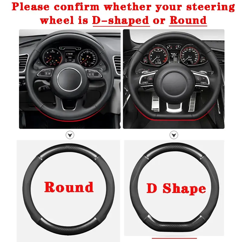 Anti Slip Carbon Fiber Leather Car Steering Wheel Cover for Changan CS35 PLUS CS75 PLUS CS85 CS95 alsvin CS15 CS55 CX70 Eado