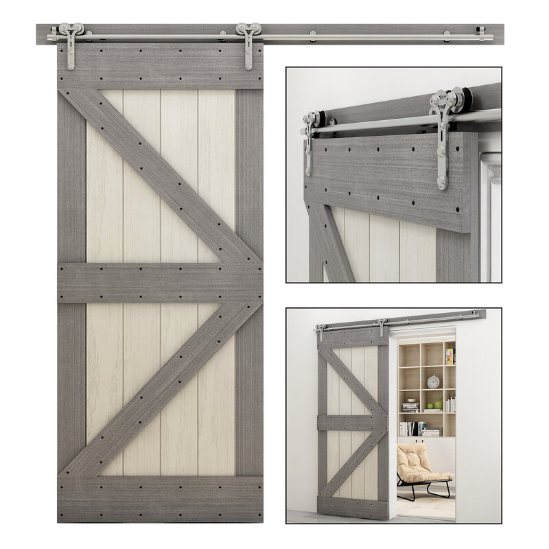 CCJH Sliding Door System Stainless Steel Suitable for Single Door 4 Type Roller Hanger Barn Door Hardware Kit Shipped from China