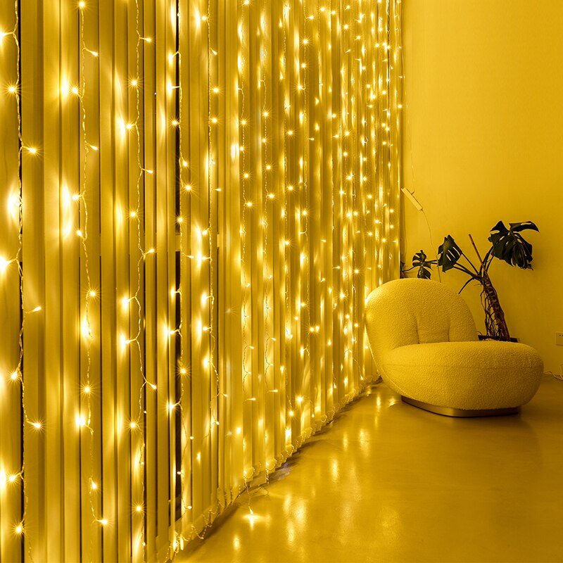 Luz LED tring para decoración del hogar, guirnalda de luces de cortina, festón USB, lámpara de Año Nuevo, Navidad, Ramadán decorativo