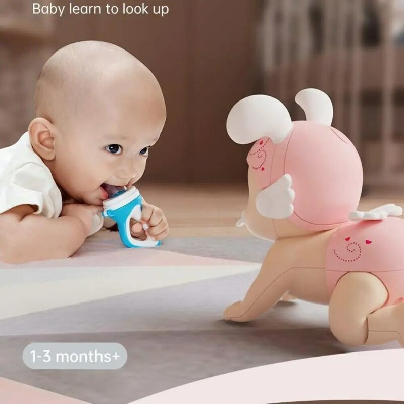Niemowlęta w wieku 6-12 miesięcy smoczek dla niemowląt pełzające zabawki uczące się wspinać elektryczne maluchy uczące się czołgać Montessori prezent niebieski