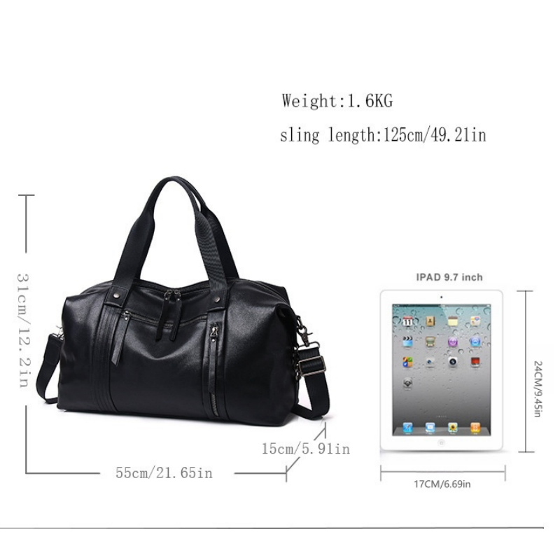 Saco de couro para viagens, vários bolsos, adequado para viagens de negócios e Weekend Geometric, The Garment Duffel Bag