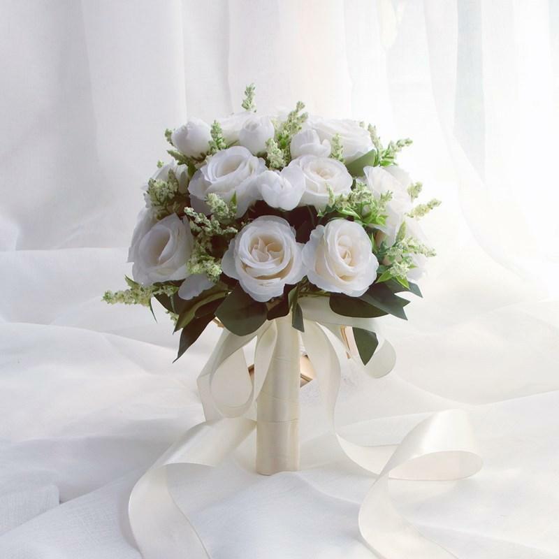 Свадебный букет подружки невесты, свадебные букеты, белые шелковые цветы, розы, искусственная Невеста ручной работы, свадебные аксессуары, букеты