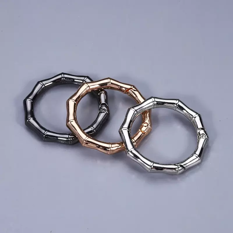 5 buah 25/28/35/43/49mm cincin Carabiner bulat Split Spring Gate gantungan kunci O cincin tas logam untuk membuat perhiasan klip konektor