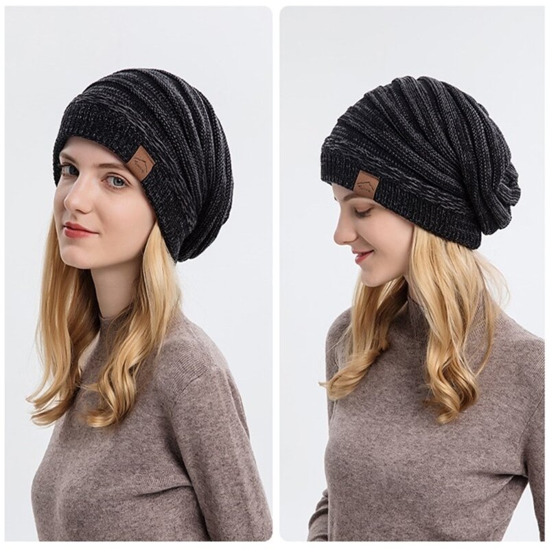 Y166 Cappello a cuffia lavorato a maglia alla per donna Uomo Comodo cappello slouchy Berretto pullover Inverno Autunno con