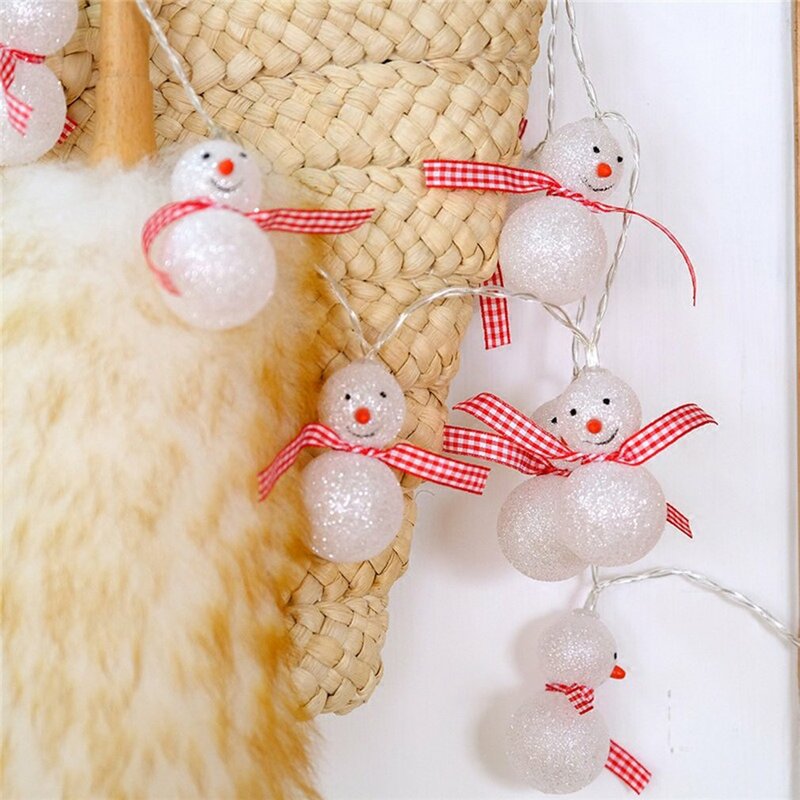 귀여운 LED 크리스마스 라이트 스트링 눈사람 스트링 라이트, 배터리 조명, 침실 장식 용품, 야외 작은 조명