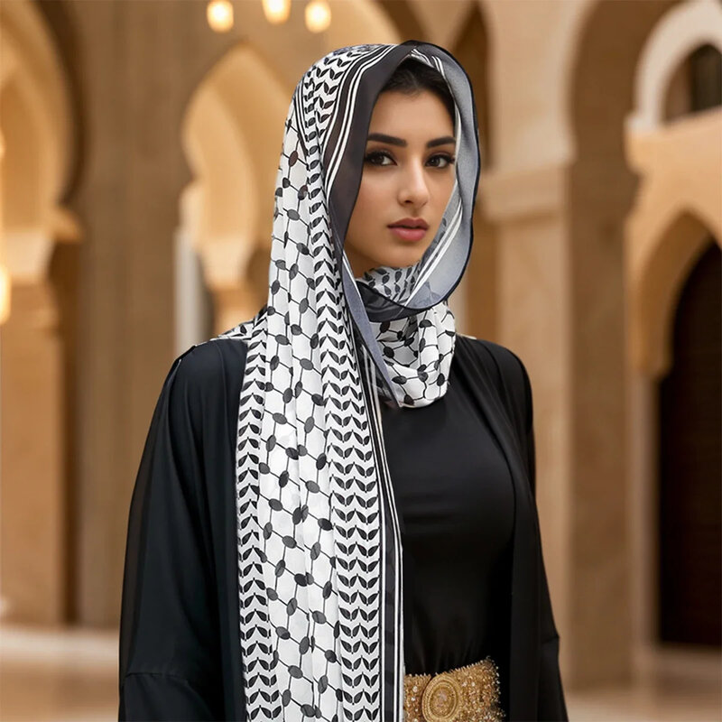 Keffiyeh-Hijab de gasa para mujer musulmana, bufanda de alta calidad, Hijab de Palestina, 185x70cm