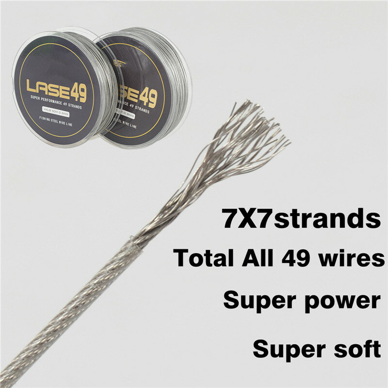 Super Performance 49 Strands Fishing Steel Wire Line Super Soft Wire Lines Cover With Plastic Waterproof