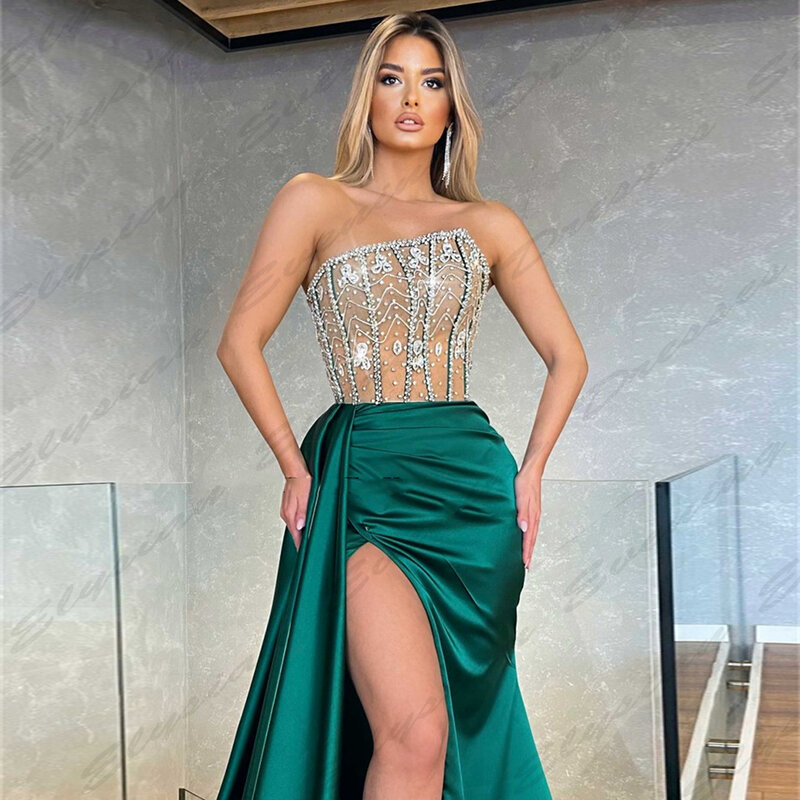 Beautiful Sexy Backless Evening Dresses Elegant Mermaid Off The Shoulder Sleeveless High Slit Long Formal Party Prom Gowns 2024
