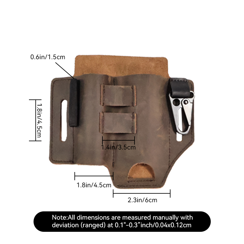 Riao-جلد طبيعي متعدد المهام غمد للحزام مع مشبك ، EDC المنظم الحقيبة ، أداة العمل في الهواء الطلق ، الخصر حقيبة ، حامل مصباح يدوي للرجال