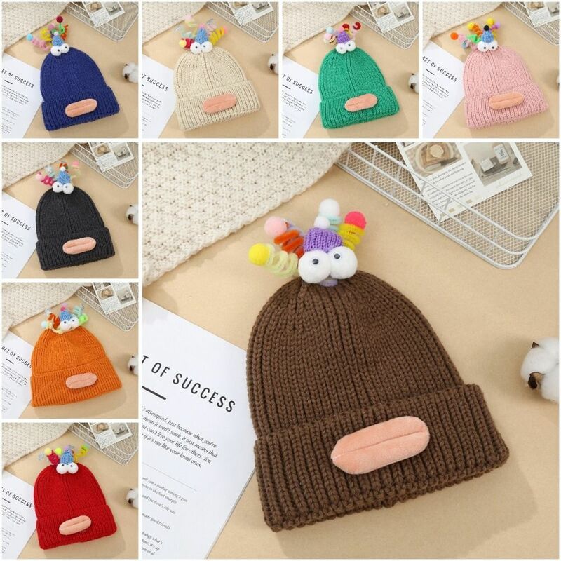 Wool Crotch Sausage Mouth Braid Beanie Sausage Mouth Candy Colored Sausage Mouth Hat Knitting Funny Cartoon Knitting Hat Boy