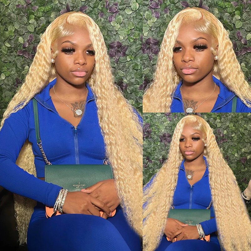 deep wave 613 Honey Blonde 13x6 Lace Frontal Wig 13x4 Lace Front Curly Wigs For Choice 30 inch Glueless Wigs Human Hair on sale