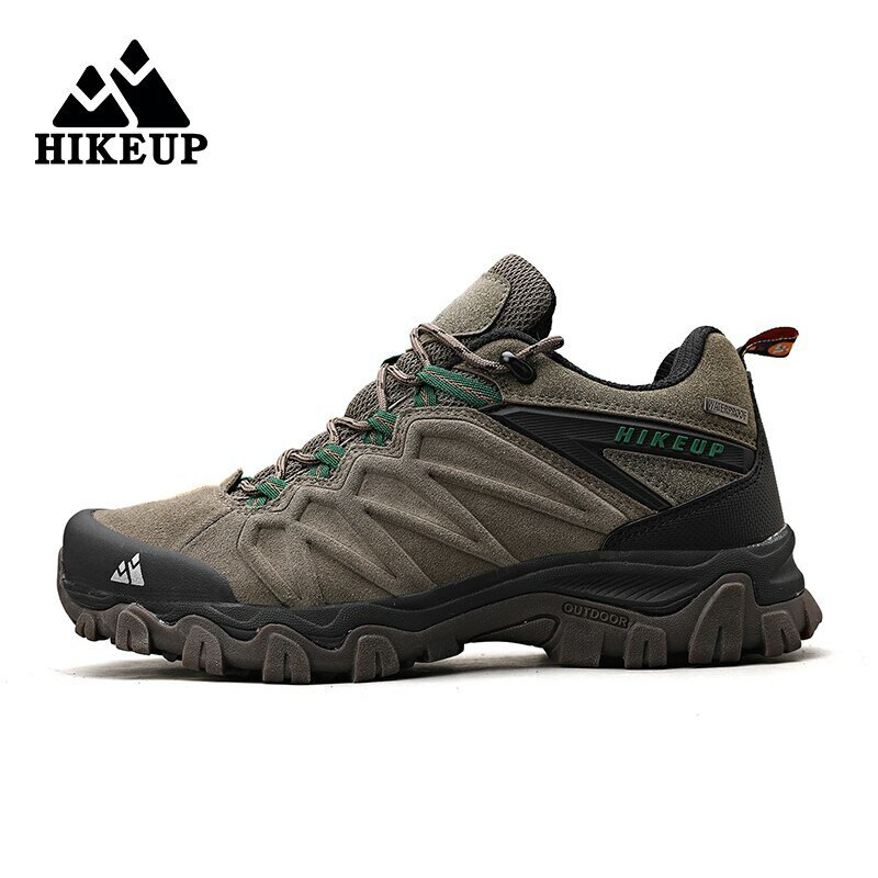 Высококачественная кожаная походная обувь HIKEUP, прочные уличные спортивные мужские треккинговые кожаные туфли на шнуровке, кроссовки для скалолазания и охоты