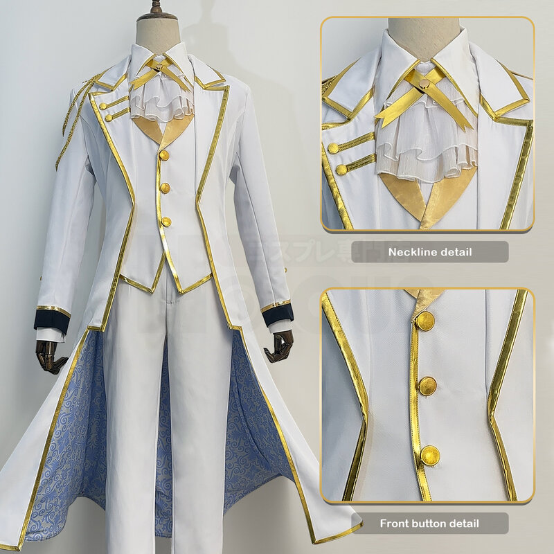 HOLOUN Blue Lock Anime NAGI przebranie na karnawał peruka anioły i demony z serii spodnie płaszcz biały mundur Rose Net Cos konwencja