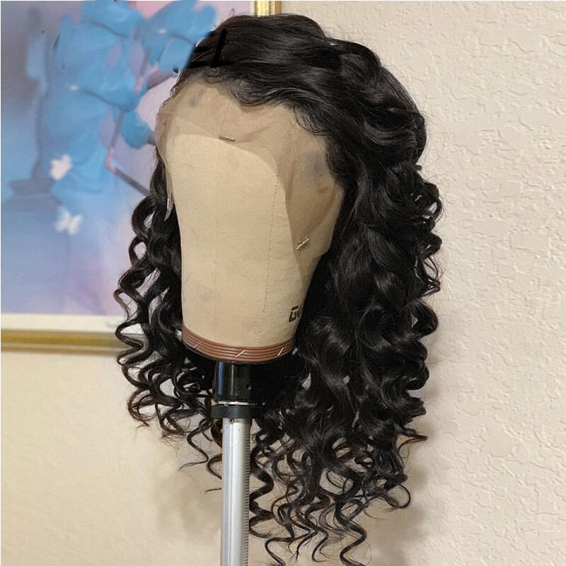26inch Long Black Soft Kinky Curly 180Density Lace Front Wig For Black Women Babyhair Preplucked Heat Resistant Glueless Daily