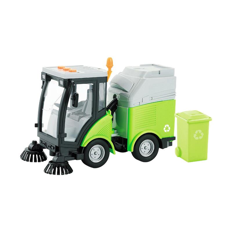 Penyapu jalan truk dapat dilepas tong sampah anak laki-laki perempuan anak-anak 1/16 sikat putar mainan kendaraan pembersih tugas berat hadiah ulang tahun
