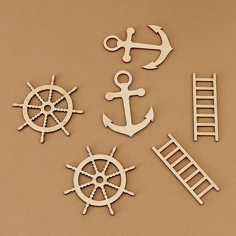 1pc Dollhouse Wooden Ladder Ship's Anchor Tuo Model Dollhouse Furniture Decoration Dolls House Fairy Garden Craft Ornament