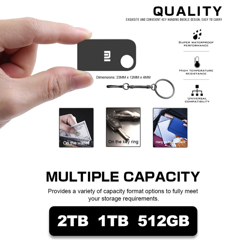 Портативный USB-флеш-накопитель Xiaomi Mini U Disk, металлический водонепроницаемый высокоскоростной Флэш-Накопитель USB 512 типа C на 1 ТБ, 3,0 Гб
