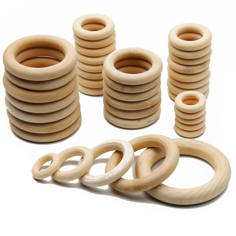 Anillo de dentición de madera maciza Natural para bebé, cadena de chupete hecha a mano, accesorios colgantes de conexión, 1-30 piezas