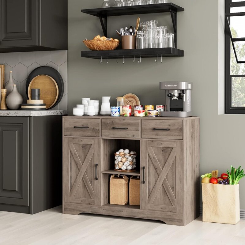 Современный буфетный шкаф для дома, деревянный буфетный шкаф с ящиками и полками для кофейного бара, кухни, столовой