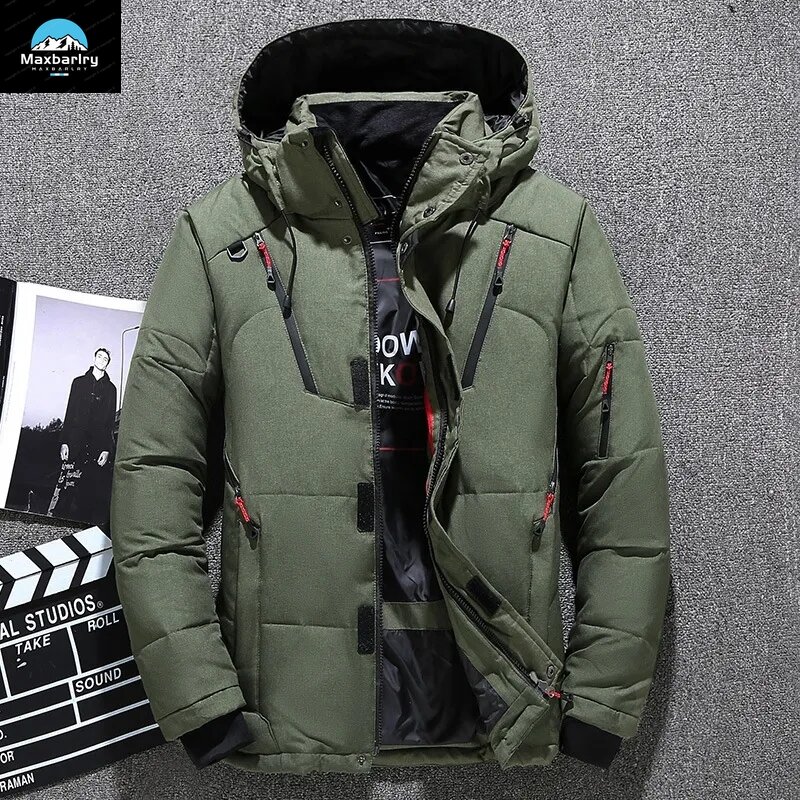 2024 Mens White Duck Down Jacket Warm Hooded Thick Puffer Jacket Coat Male Casual High Quality Overcoat Thermal Winter Parka