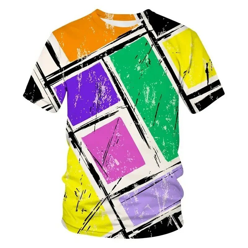 Camiseta masculina de manga curta com decote em O, estampada em 3D, estilo hip-hop de rua casual cotidiana, verão
