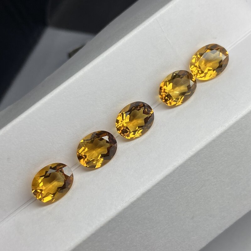 Pedras preciosas amarelas cortadas oval para anel, pedras preciosas naturais citrinas, 9x11mm, 2 pcs