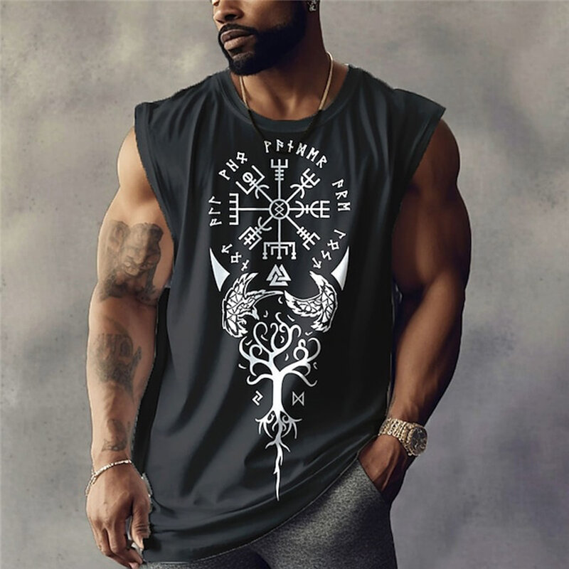 Rompi pria tanpa lengan T Shirt untuk pria pakaian leher kru hewan grafis pakaian cetak 3D Olahraga Harian tanpa lengan cetak
