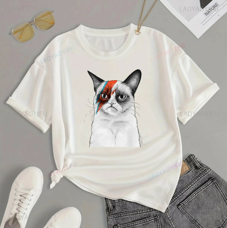 Camiseta estampada para gatinhos e cachorrinhos, blusa de manga curta, casual, moda kawaii, diversão diária, roupa feminina
