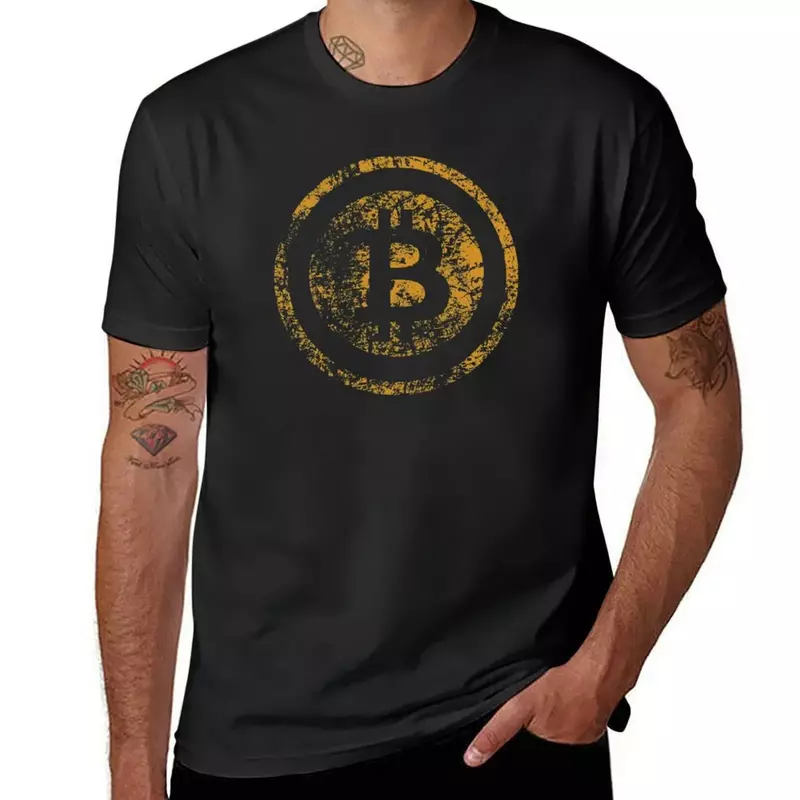 Vintage Bitcoin Logo Grunge T-Shirt Hippie Kleding Jongens Blanken Plus Maten Jongens Dierenprint Oversized T-Shirt Mannen