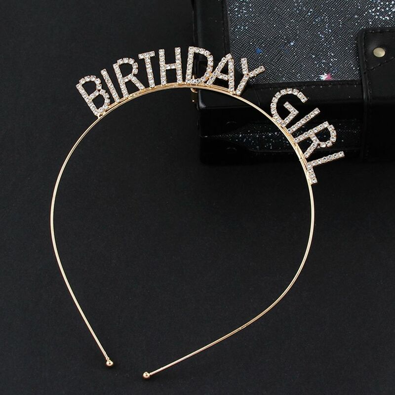 Birthday Decoration Birthday Gift Queen Letter Happy Birthday Headband Rhinestone Crown Female Jewelry Korean Style Hair Hoop
