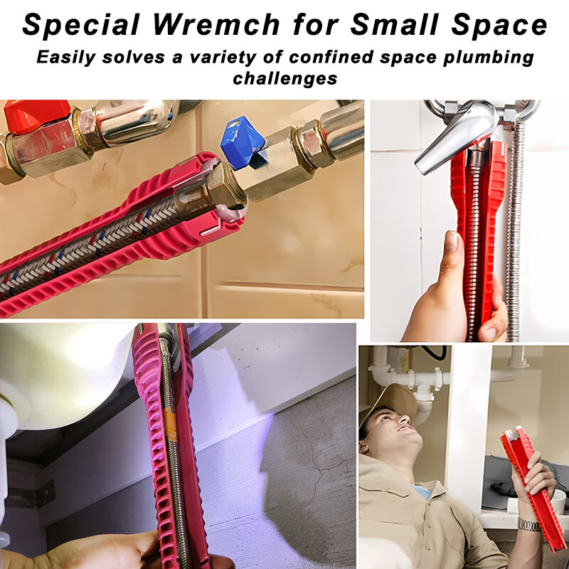Multifuncional Faucet Repair Wrench Set, Chave Flume, Instalação do encanamento, Anti-Slip Kitchen Sink Repair Tool, 8 em 1