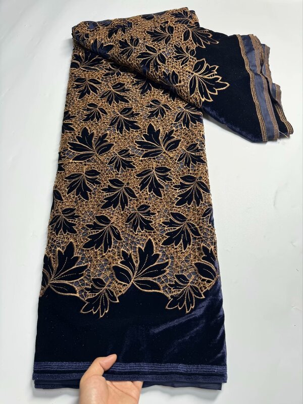 Tecido De Renda De Veludo Africano, veludo Francês Nigeriano, Vestido De Noiva Material De Costura, 5 Jardas, QF308, 2024