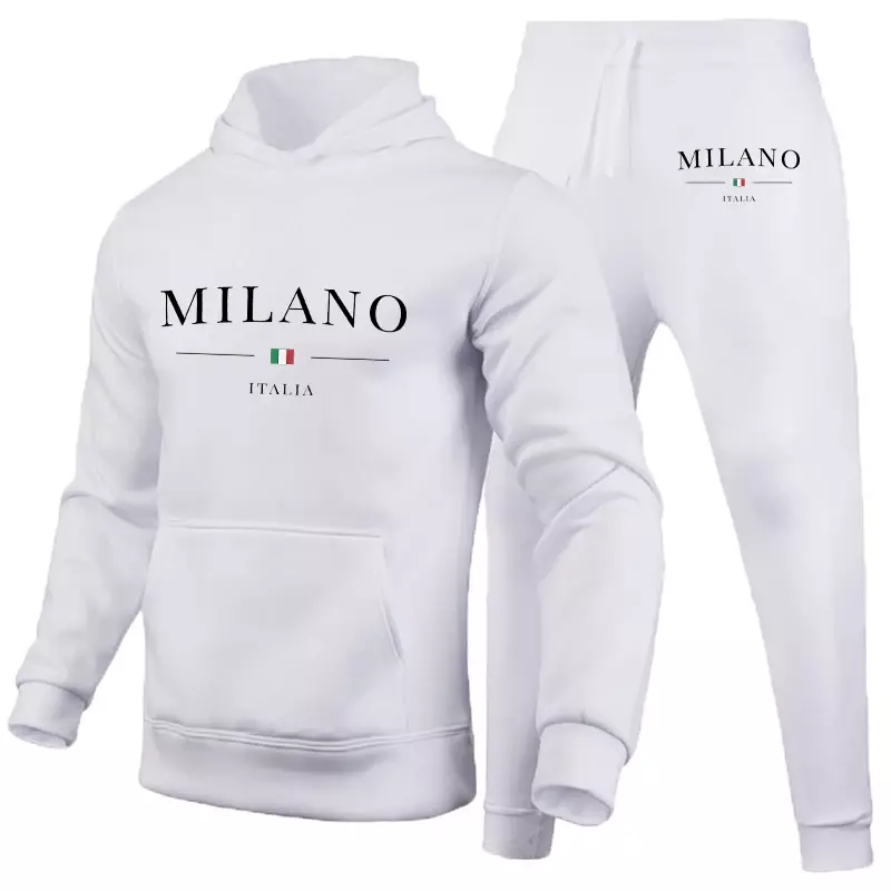 Men's luxury hoodie suit Milan print sweatshirt Sweatpants top Jogging pants suit casual street sportswear