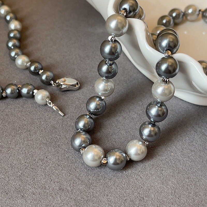 Collier de perles Shijia avec boucle en lingot, pull de Tahiti Morandi